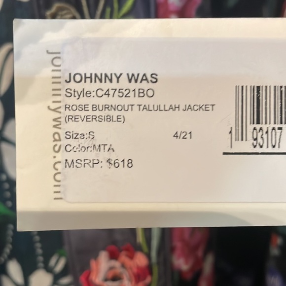 Johnny Was Rose Burnout Talullah Jacket reversible - Picture 4 of 6